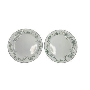 Set Of 2 Vintage Callaway Green Ivy Swirl 10" Dinner Plates Corelle By Corning